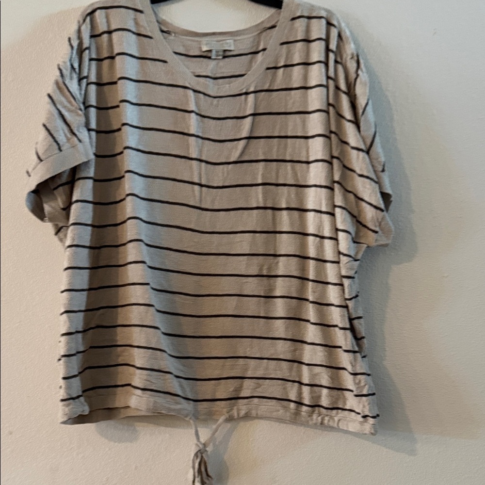 Barefoot Dreams Black and White Striped Tee - Picture 2 of 4